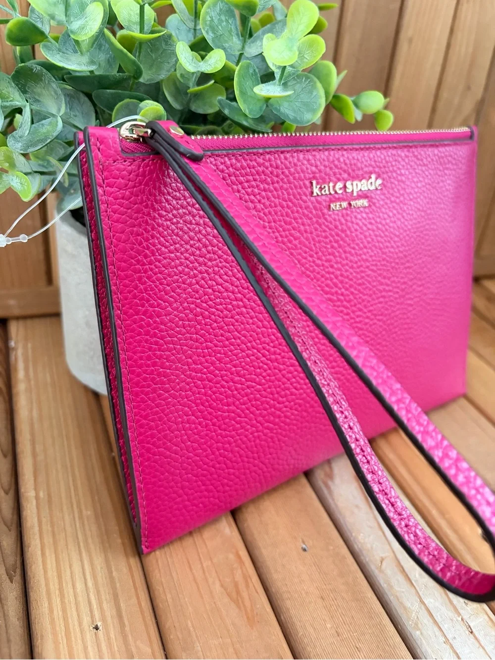Kate Spade Keaton in Anemone Magenta Pink Leather Wristlet,